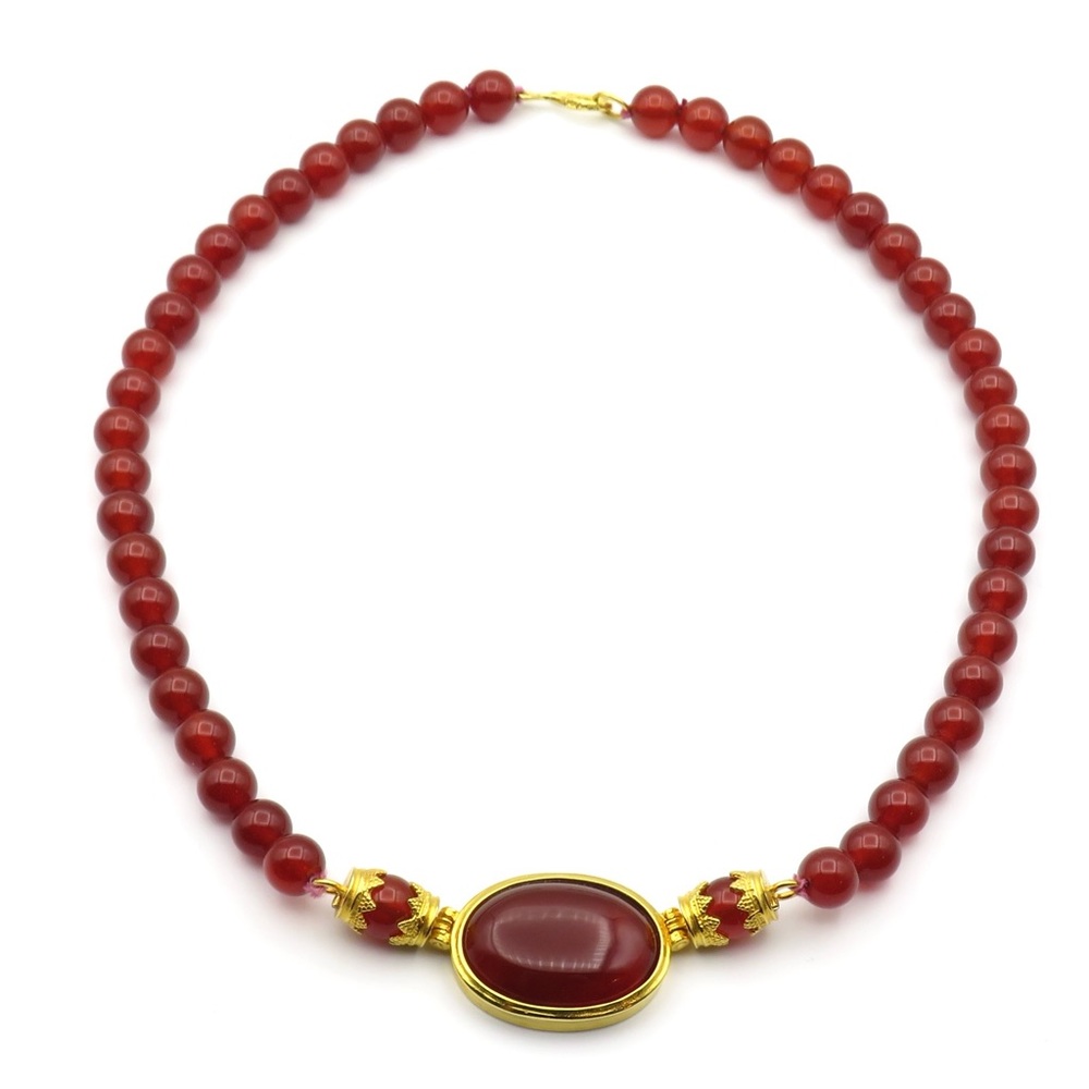 MMA Metropolitan Museum Of Art Carnelian Cab Bead Necklace Egyptian Style 18”